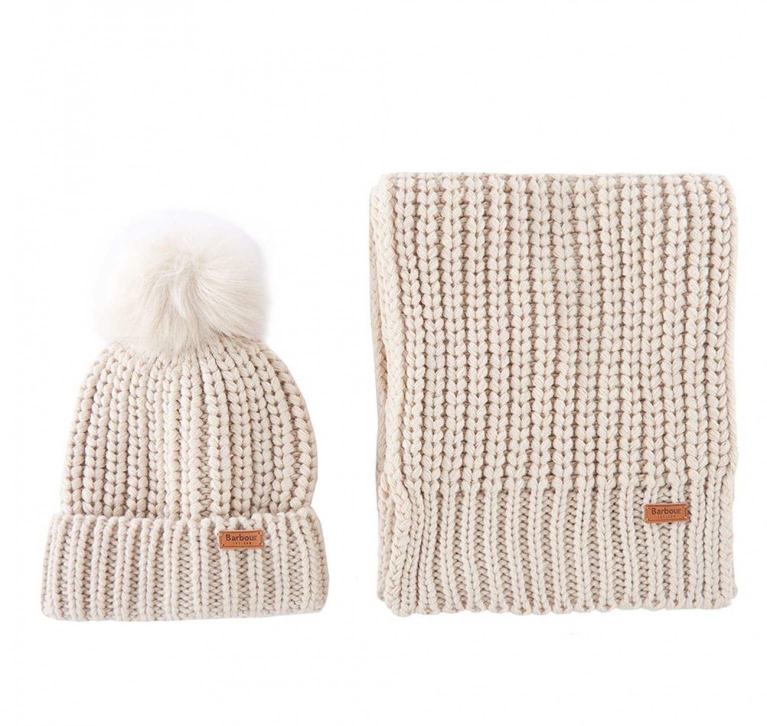 Barbour Saltburn Scarf And Beanie Pearl