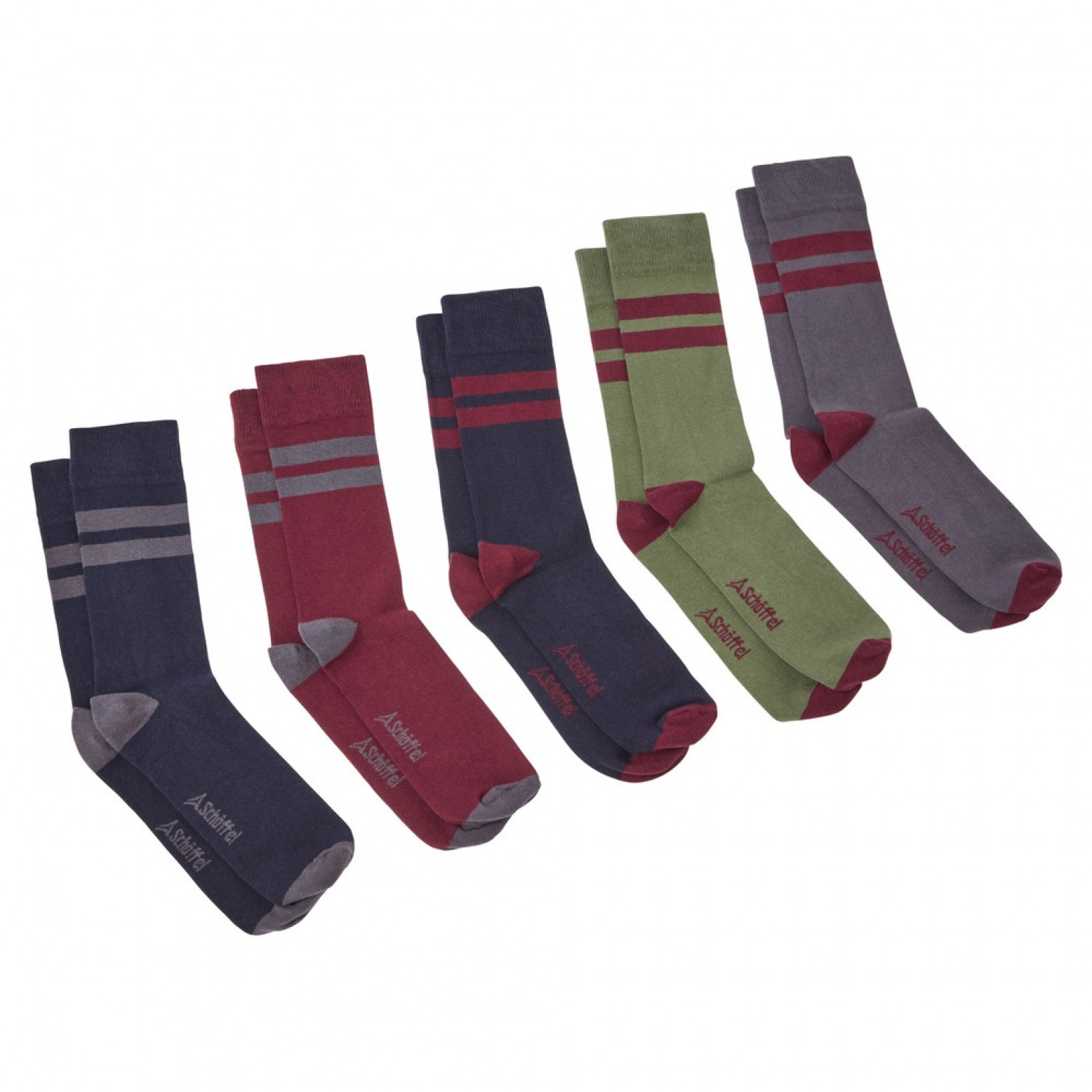 Schoffel Combed Cotton Sock 5 Pk Bordeaux